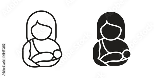 Breastfeeding icon symbol, sign, logo or emblems. silhouette. EPS 10.