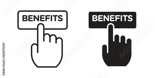 benefits icon symbol, sign, logo or emblems. silhouette. EPS 10.