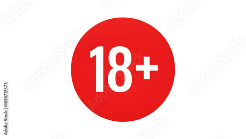 Red Circular 18+ Age Restriction Symbol Vector on Transparent Background
