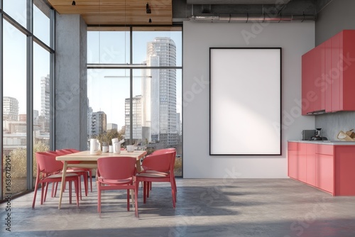 Modern kitchen-dining area with city view (1)