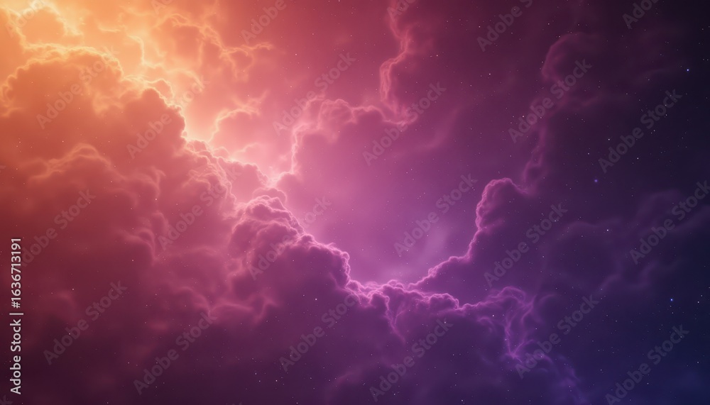 Fototapeta premium Majestic night sky, a colorful display of clouds and twinkling stars vivid