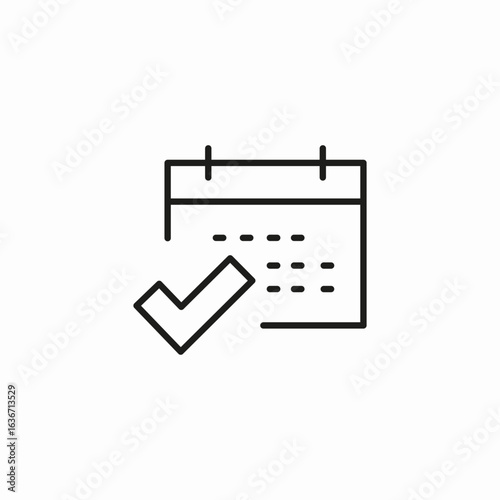 calendar with partial check icon sign vector