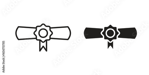 Diploma icon symbol, sign, logo or emblems. silhouette. EPS 10.