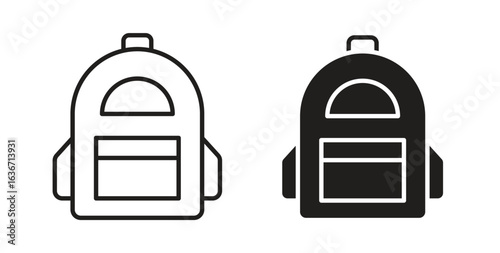 Backpack icon symbol, sign, logo or emblems. silhouette. EPS 10.