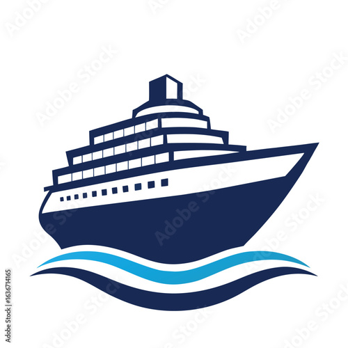 Sleek cruise ship silhouette sailing on calm ocean waters perfect for travel and maritime themes