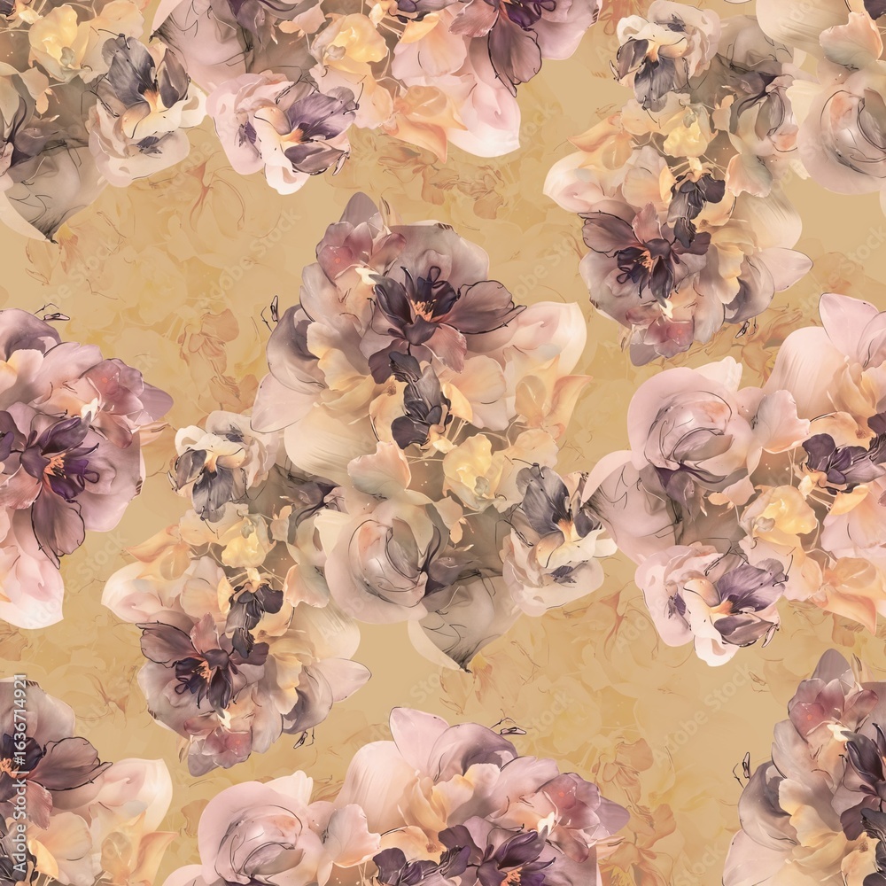 Fototapeta premium background with flowers Abstract flower design seamless floral pattern watercolour allover flower stock design addition digital art creative new expert creation textiles design repeat pattern