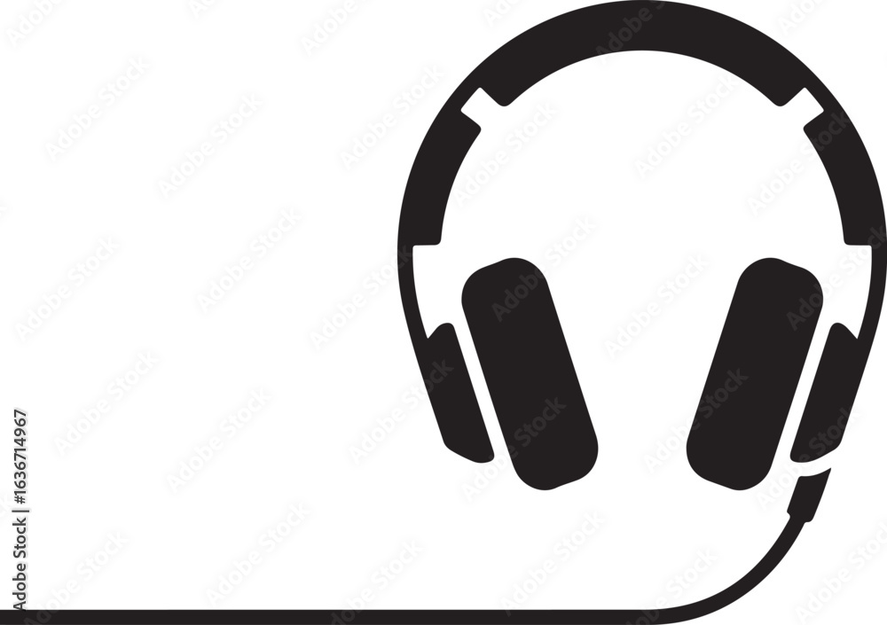 Fototapeta premium Headphones Icon Set, Black and White Vector Graphic for Music, Audio, and Sound, Gamer Icon with Headset and Sunglasses - Vector Avatar for Gaming, Streaming, and Esports, gamer, icon, headset, avatar