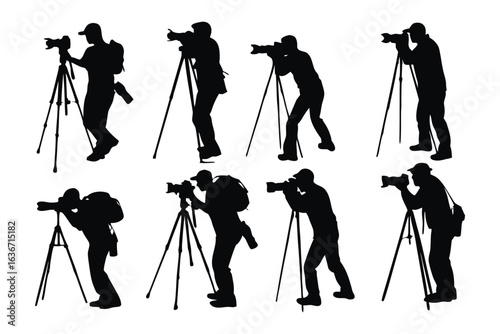 Capturing Moments: Silhouette of a photographer at different angles capturing moments.