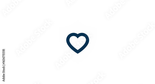 Simple Dark Blue Outline Heart Icon: Minimalist Love Symbol