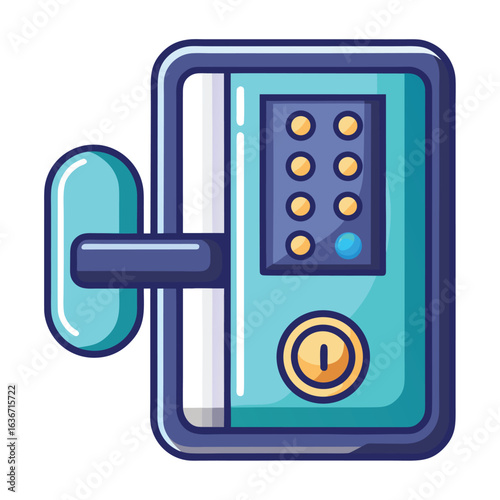 Modern digital door lock icon with secure access and technology theme on a clean white background