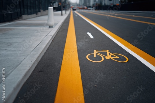 Wallpaper Mural Wide bike lane marked with bright yellow stripes, emphasizing ur Torontodigital.ca