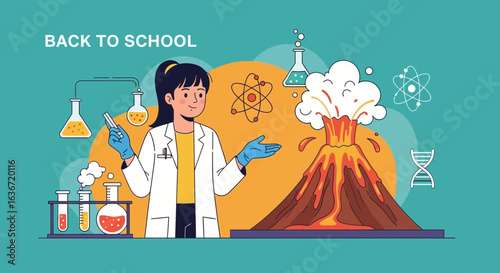 Enthusiastic Student Demonstrating Eruption of Volcano in Laboratory Setting for Science Education
