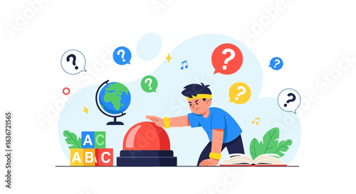 Excited Student Presses Buzzer In Quiz Competition For Right Answer