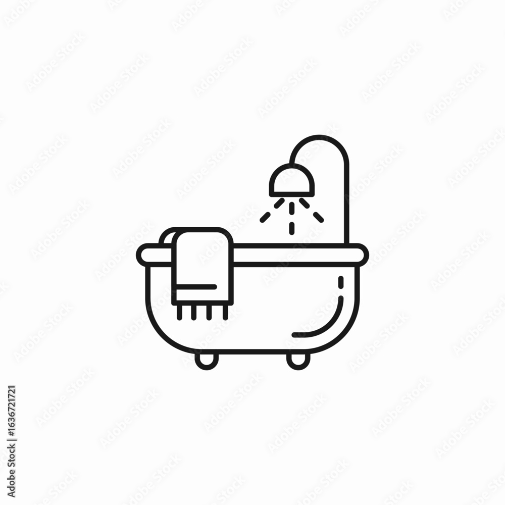 Obraz premium bathtub with towel icon sign vector