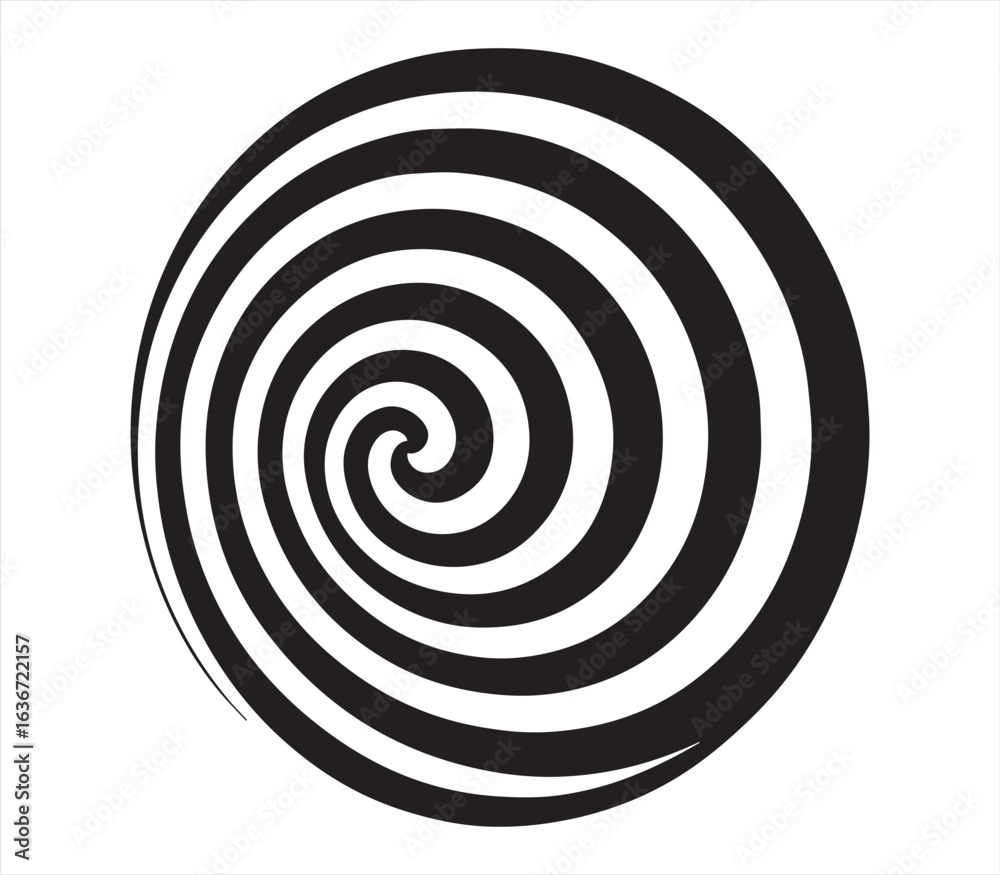 Fototapeta premium Hypnotic Spiral Optical Illusion | Black and White Abstract Swirl Line Art Vector