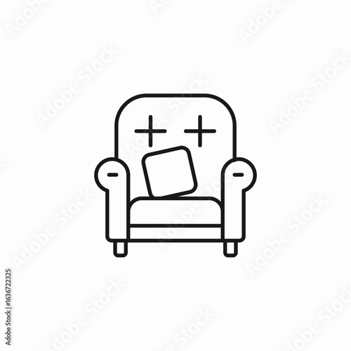 comfortable armchair pillow icon sign vector