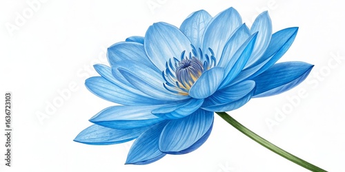 Blue Water Lily Watercolor ...