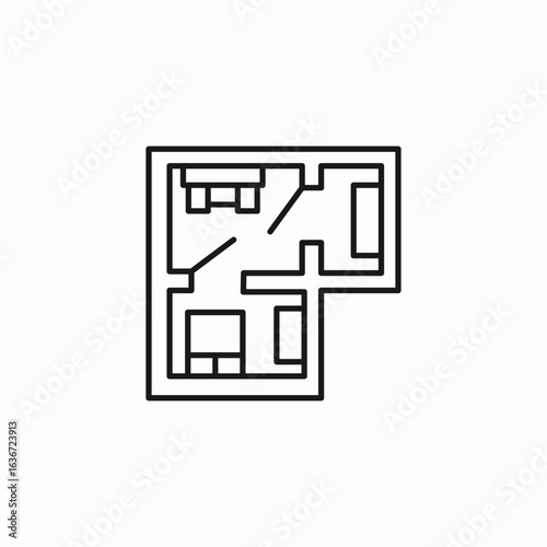 house plan layout icon sign vector
