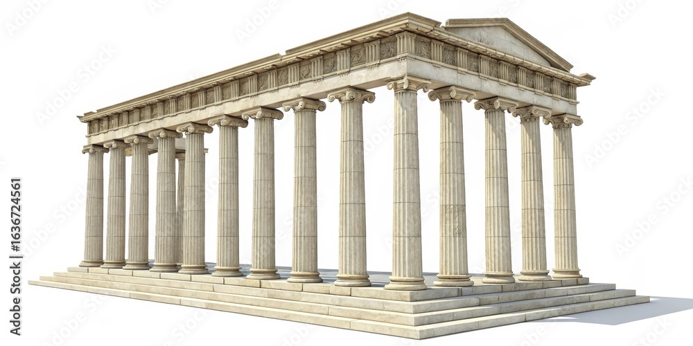 Fototapeta premium Classical Greek Temple Columns 3D Render,Architecture,Ancient Greece