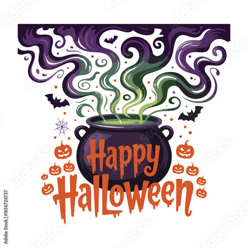 Wallpaper Mural Halloween Cauldron with Purple and Green Smoke Torontodigital.ca