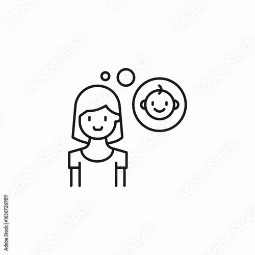 woman thinking baby icon sign vector