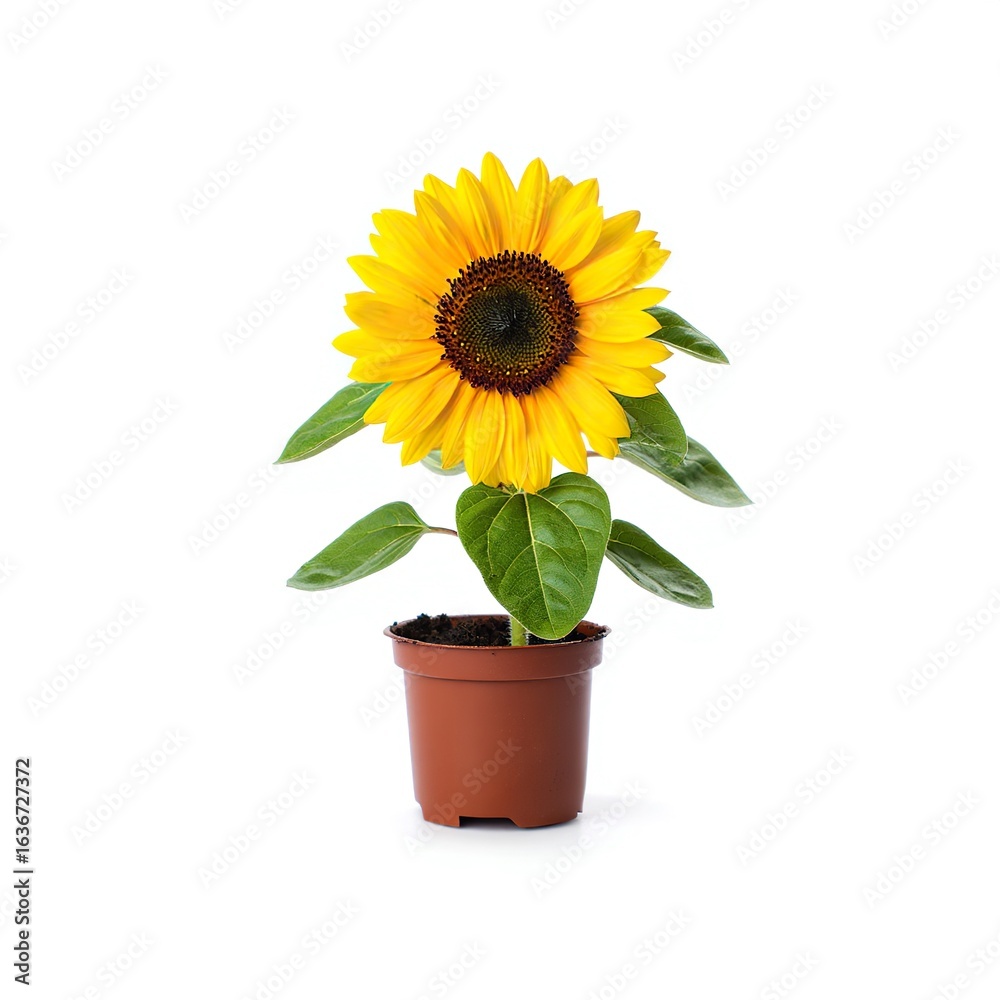 Obraz premium Sunflower in a pot, potted flower, plant