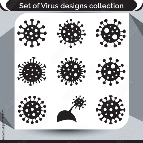 Diverse Virus Design Collection An Array of Microbiological Graphics Displaying Unique Viral Structures for Scientific Visualizations
