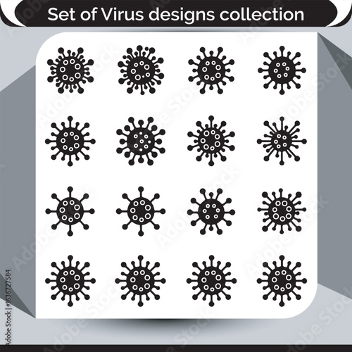 Collection of Unique Virus Designs Representing Various Viral Strains and Their Structures in an Artistic and Creative Presentation