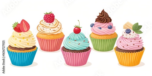 Five Colorful Cupcakes Stra...