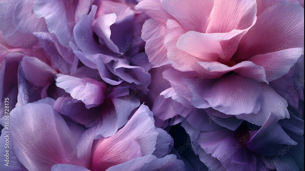 Naklejka premium Soft Pink and Purple Flower Petals Overlapping Layers