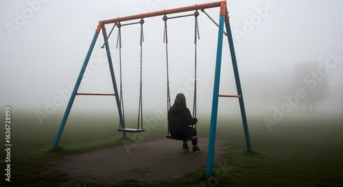 father and son on a swing