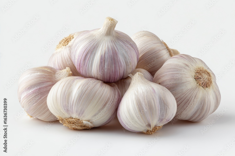 Fototapeta premium Garlic Bulbs: A Still Life of Creamy White and Lavender Hues