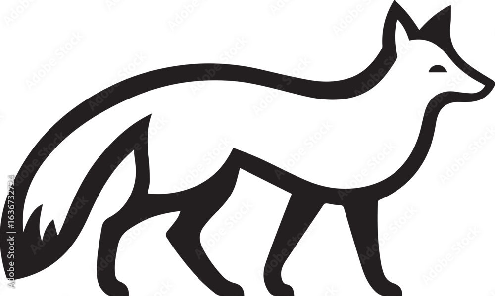 Obraz premium Elegant Black and White Wolf Silhouette Vector Illustration