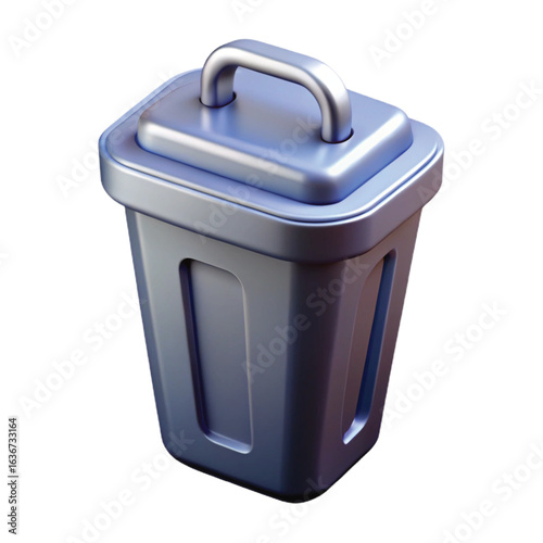 3d style litter bin icon	