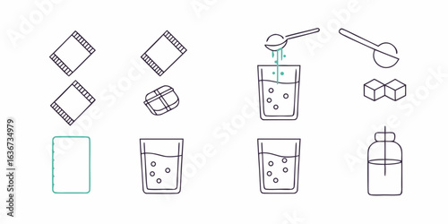 Infographic illustrating how to prepare a drink from powder and water