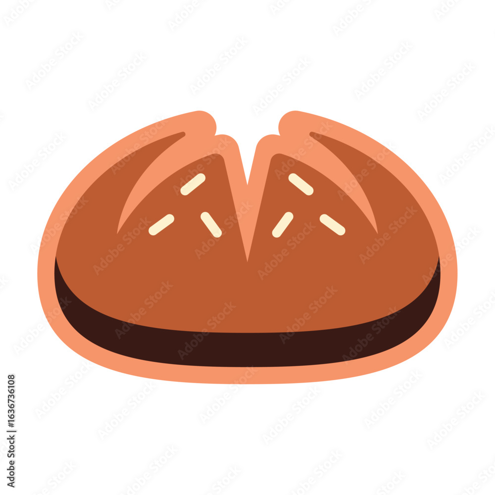 Obraz premium Sliced bread loaf with golden crust. Vector