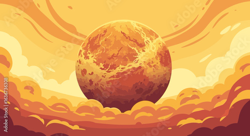 Imaginary Exoplanet Or Extrasolar Planet Surrounded By Clouds And Atmosphere