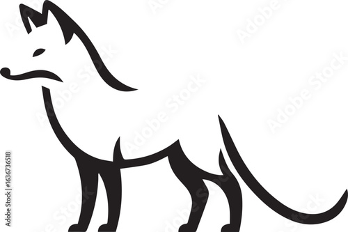 Elegant Black and White Wolf Silhouette Vector Illustration