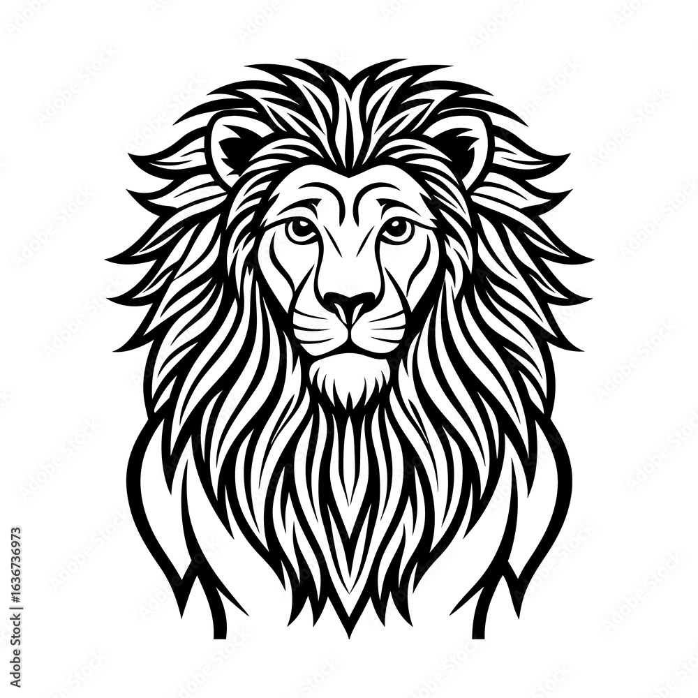 Fototapeta premium Wild feline predator head vector illustration for tattoo art or tribal mascot design