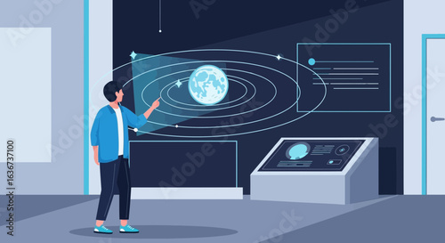 Interactive Exhibit At Science Museum Exploring Space And Celestial Bodies
