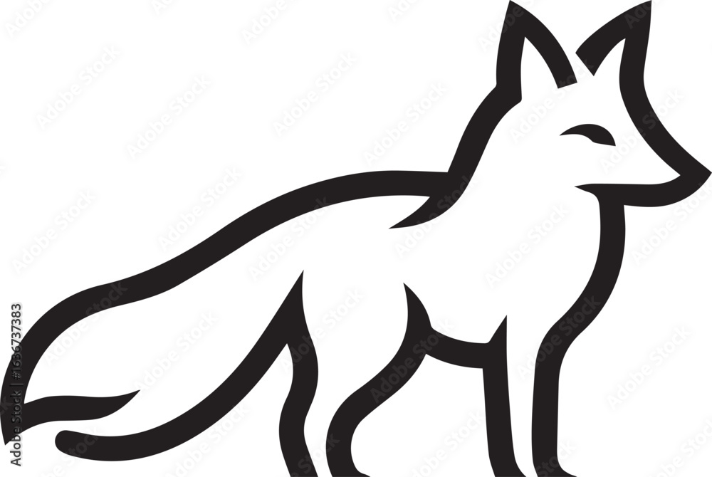 Obraz premium Elegant Black and White Wolf Silhouette Vector Illustration