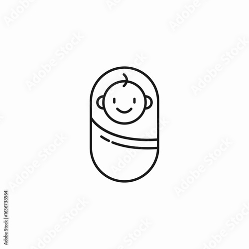 swaddled baby smiling icon sign vector