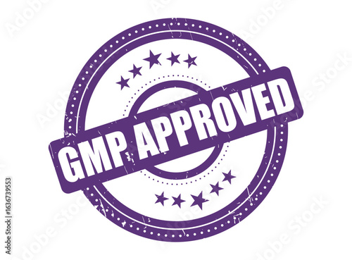 GMP Approved Purple Rubber Stamp with Star Border for Rules and Regulation