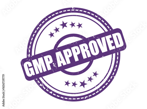 Double Circle Dotted Border GMP Approved Purple Rubber Stamp