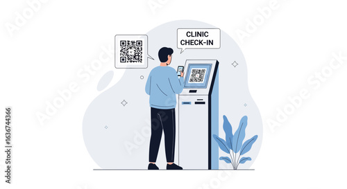 Modern clinic check-in process using qr code scanning technology for efficiency and patient convenience