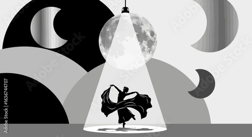 Moonlit Dancer An Artistic Rendition Of Dance Under The Spotlights Minimalist