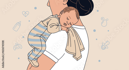 Motherhood Blissful Bonds Expressing Love And Care For The Newborn Child