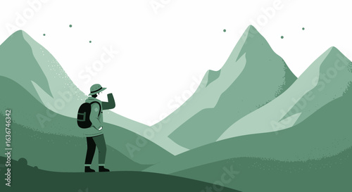 Lone Hiker Contemplating Mountainous Vista During Solo Adventure Exploration