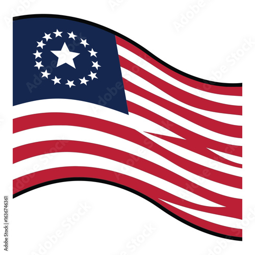 Vector art of betsy ross flag with stars and stripes for patriotic design element