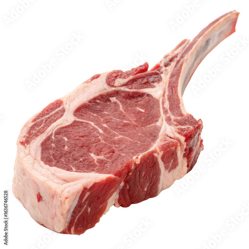Raw prime beef rib steak bone in isolated on transparent background